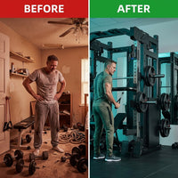 Home Gym Smith Machine Cable Crossover Weightlifting Sports Training — Before & After