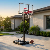 6.6 Ft. to 10 Ft. Adjustable Height Portable Basketball Hoop Goal Basketball System Basketball Equipment with Wheels — Studio Shot