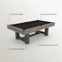 7 Ft. Urban Drop Pocket Pool Table, Perfect for Game Rooms — infographic