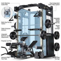 Smith Machine Cable Crossover Engineered for Full Body Training, Durable Metal Frame, Multi-Function Design — How It Works