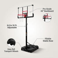 6.6 Ft. to 10 Ft. Adjustable Height Portable Basketball Hoop Goal Basketball System Basketball Equipment with Wheels — infographic