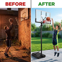 6.6 Ft. to 10 Ft. Adjustable Height Portable Basketball Hoop Goal Basketball System Basketball Equipment with Wheels — Before & After