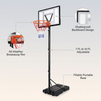 7 Ft. to 10 Ft. H Adjustment Portable Basketball Hoop Basketball System for Adults and Teenagers YJ — infographic