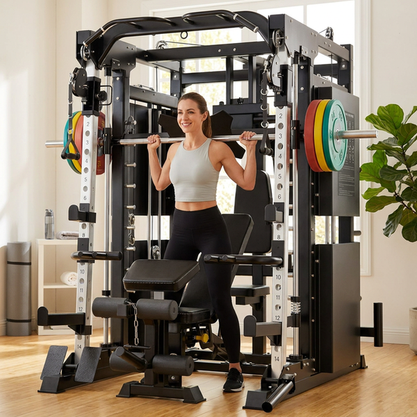 Smith Machine Set Designed for Versatile Strength Training, Multi-Functional All-In-One, Steel Frame, Commercial Grade