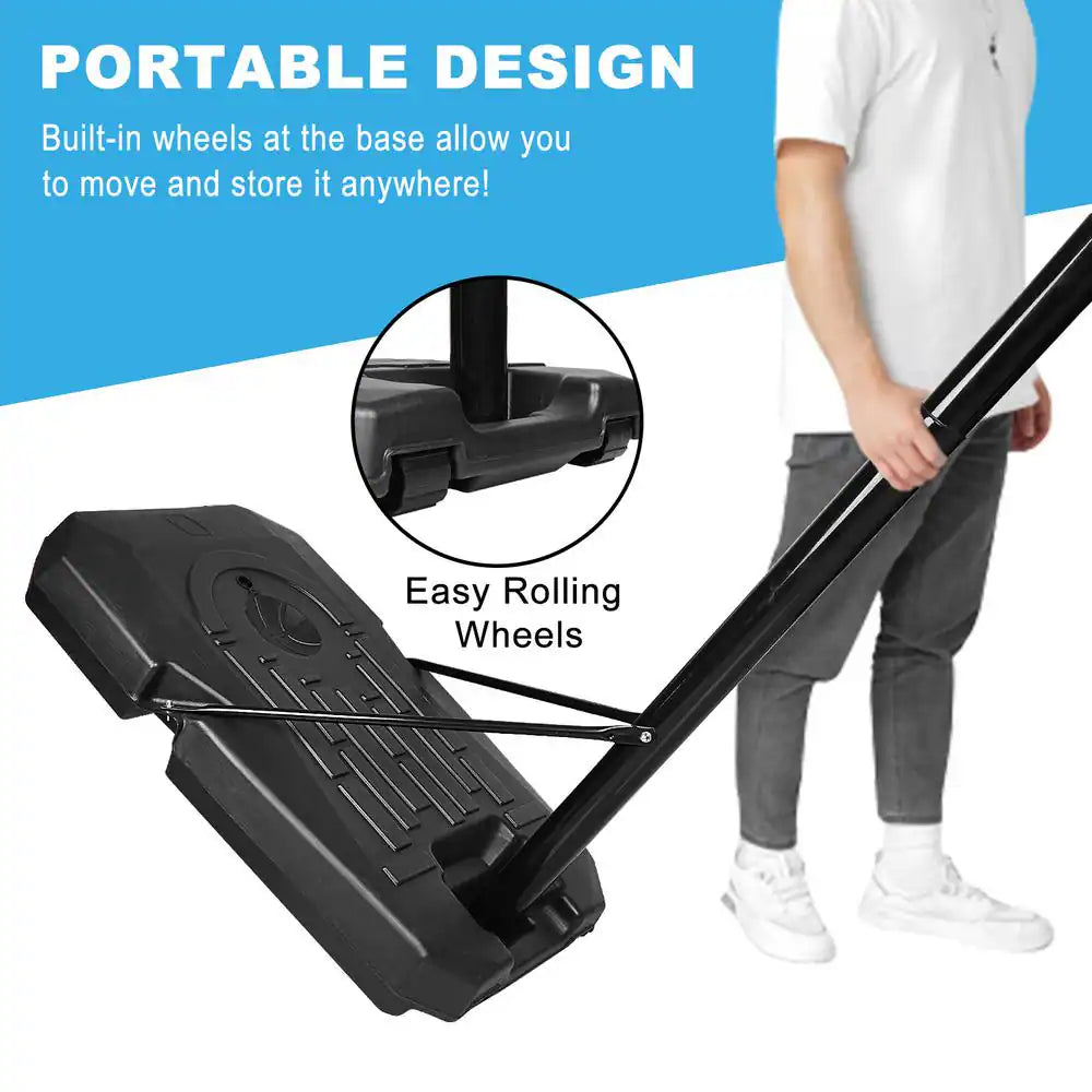 6.6 Ft. to 10 Ft. Adjustable Height Portable Basketball Hoop Goal Basketball System Basketball Equipment with Wheels